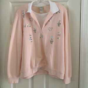 Koret Pink Floral Embroidered Top